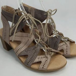 Earth Leather Lace Up Heeled Sandal 8